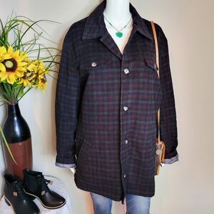 Utex Women's Plaid Barn Jacket Vintage Wool Blend